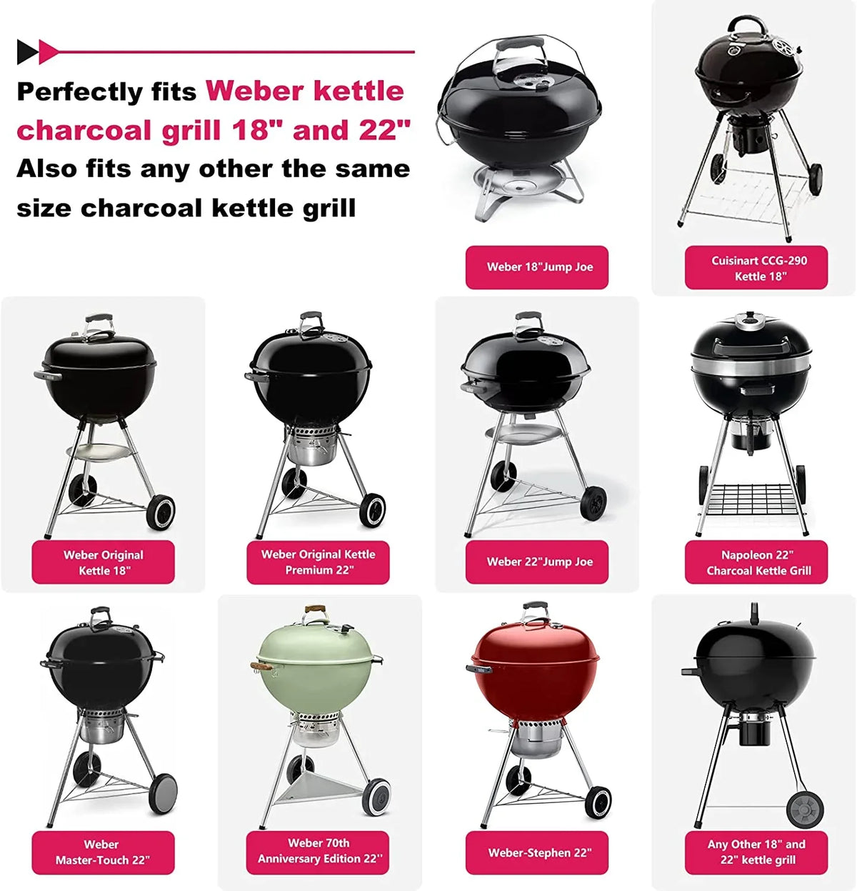 Grill Stand Cart for Weber Kettle 22" & 18" Charcoal Grills - Multifunctional Cooking Station - image 5