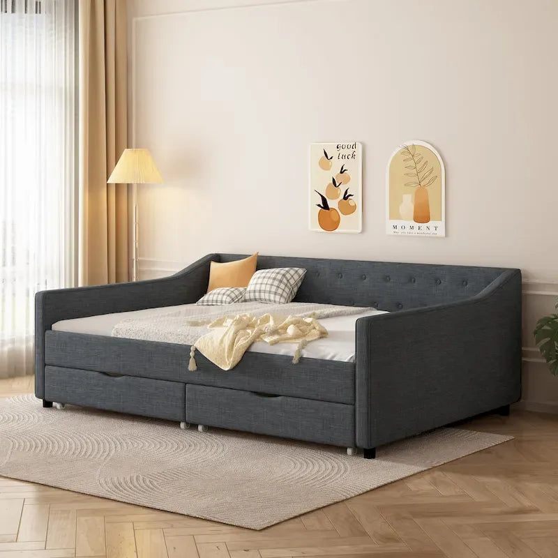Christopher Knight Home Bennett Tufted Daybed Sofa with Storage Drawers and Stylish Curved Arms - image 22