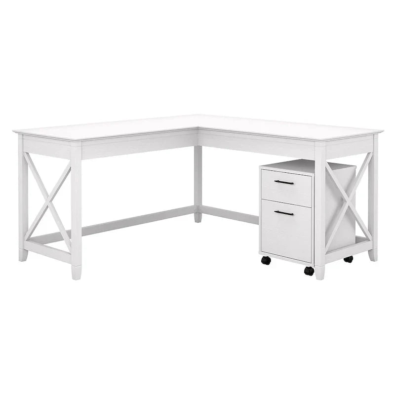 Bush Furniture Key West 60-Inch L-Shaped Desk with Rolling File Cabinet - image 25