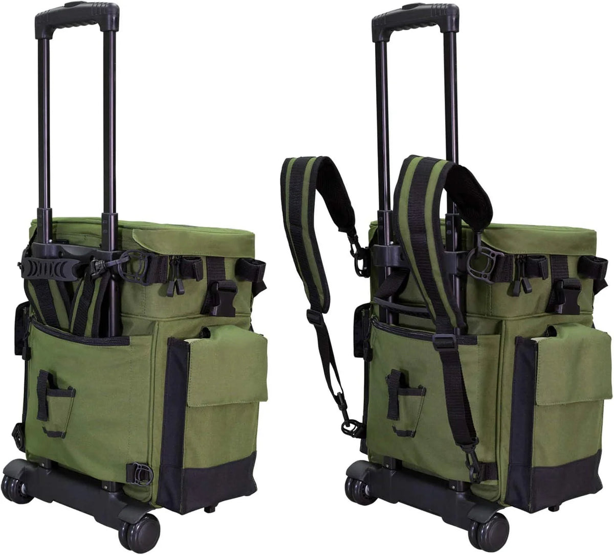 Elkton Outdoors Rolling Tackle Box with Wheels - Waterproof Rolling Fishing Backpack, 5 Removable Tackle Trays, 4 Rod Holders, Fishing Gifts for Men, Fish Tackle Bag, Roller Tackle Box - image 6