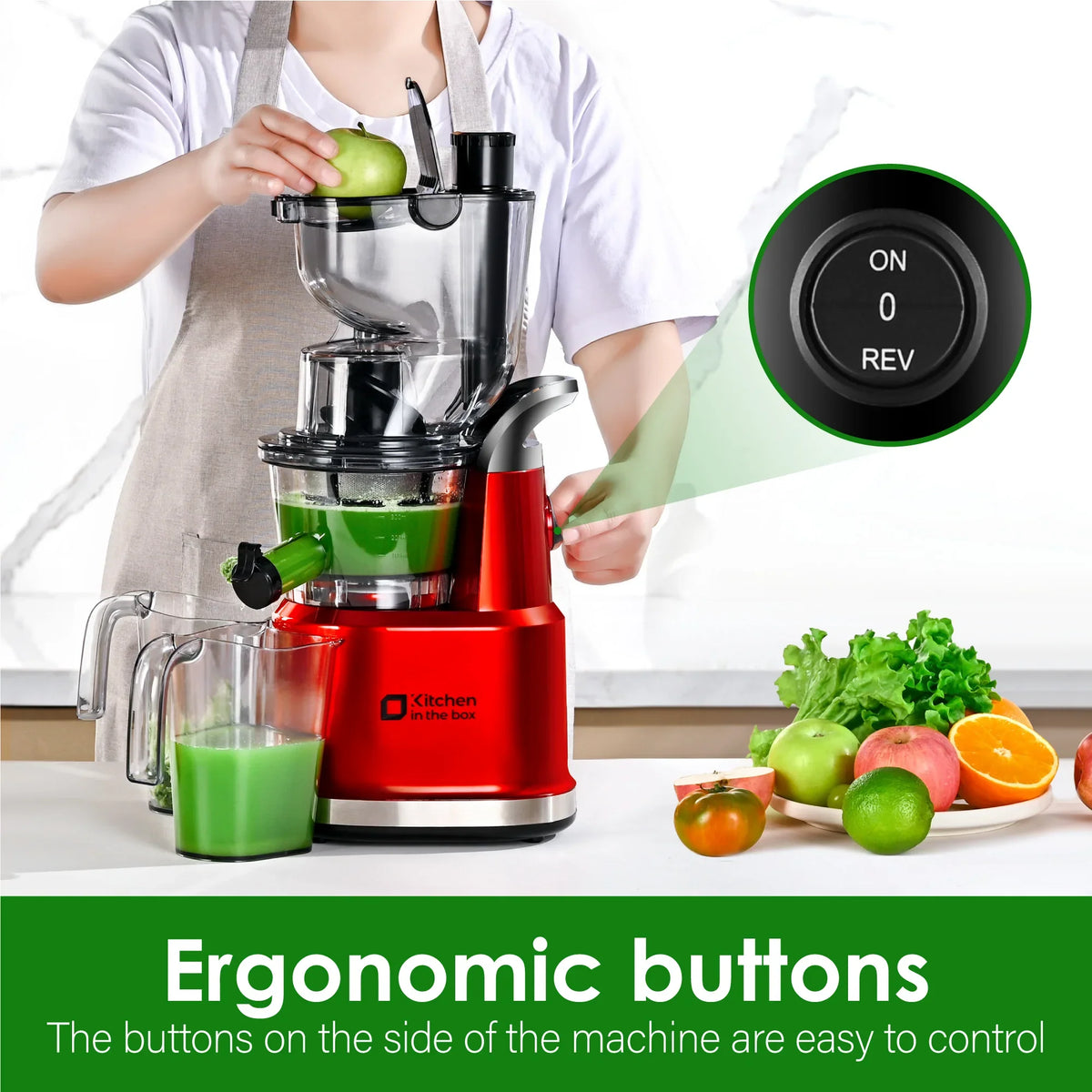 Kitchen in the Box Cold Press Juicer Machines With 3.26" Wide Feed Chute, Slow Masticating Juicer Machine for Whole Fruits and Vegetables, BPA-Free - image 9