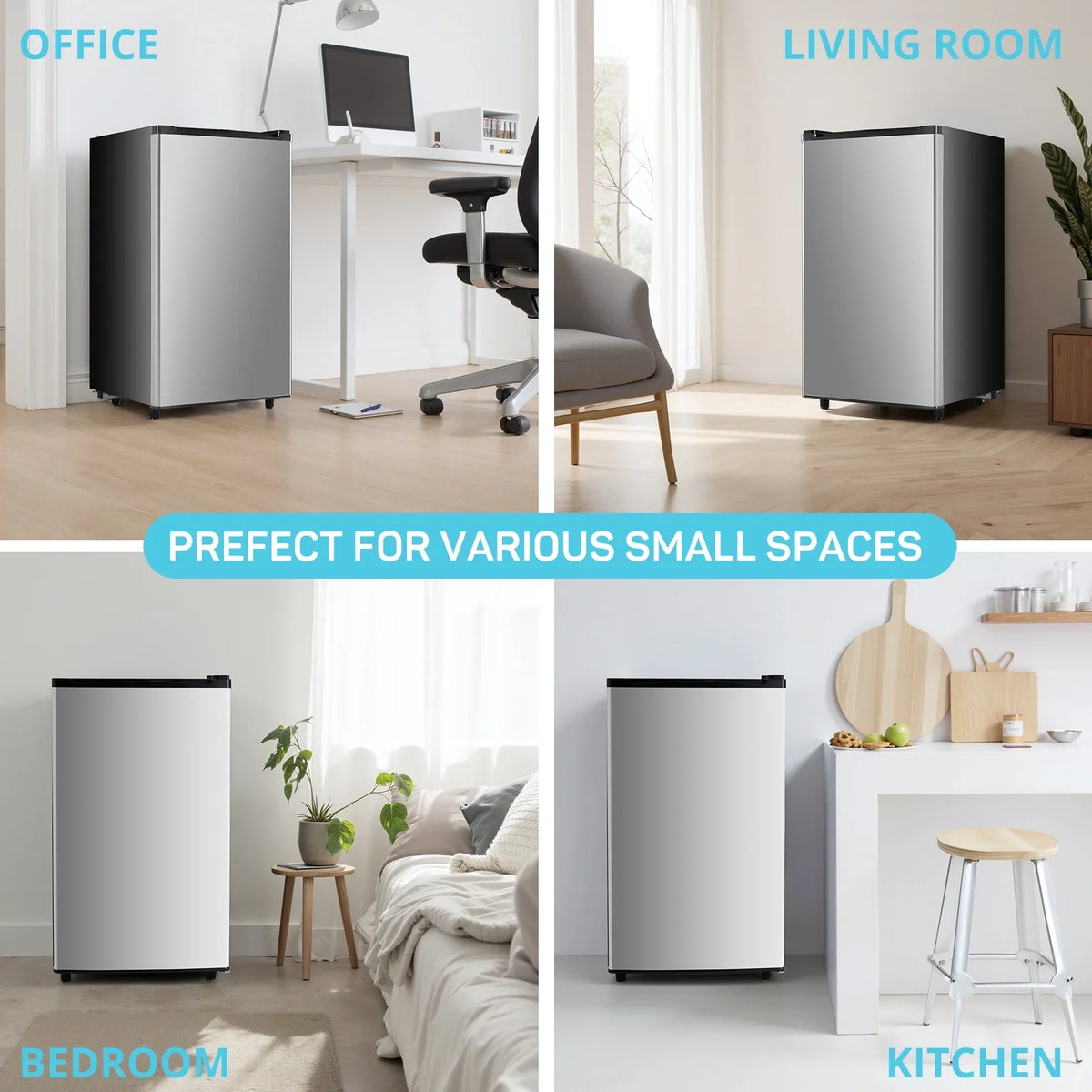 Upgraded Mini Fridge with Freezer, Compact Single Door, 3.2 Cu.Ft , Adjustable Thermostat, Low Noise, Perfect for Bedroom, Dorm, Office, 17.5" D x 17.7" W x 31.5" H, Black - image 14