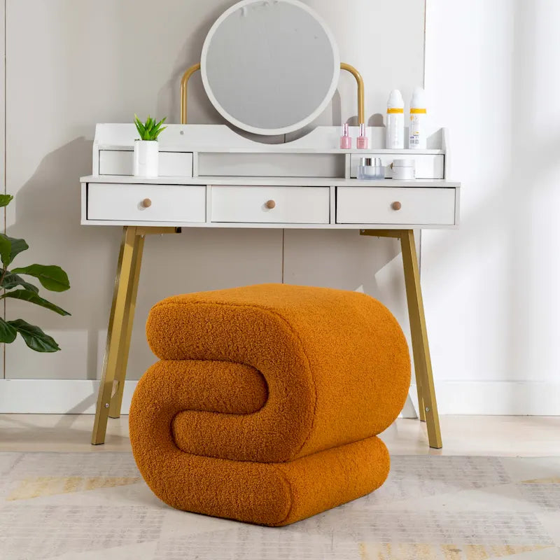 Contemporary S-Shape Ottoman Makeup Stool and Footrest for Living Room and Bedroom - image 4