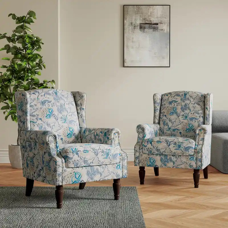 Pair of Stylish Upholstered Accent Chairs with Patterns for Living Room - image 11
