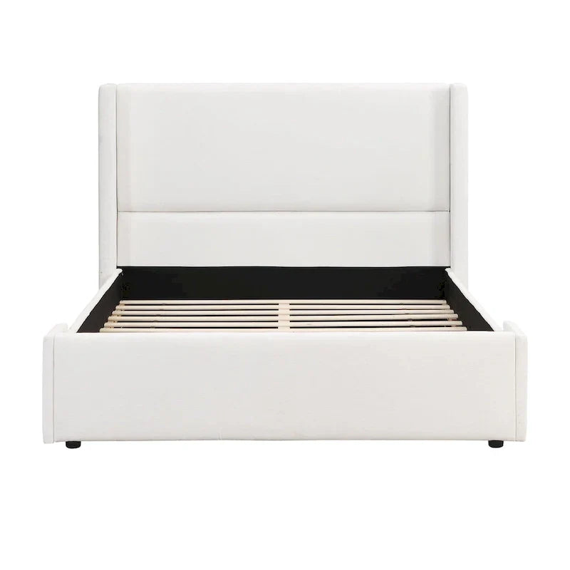 Upholstered Platform Bed with Wingback Headboard and Slat Support - image 10