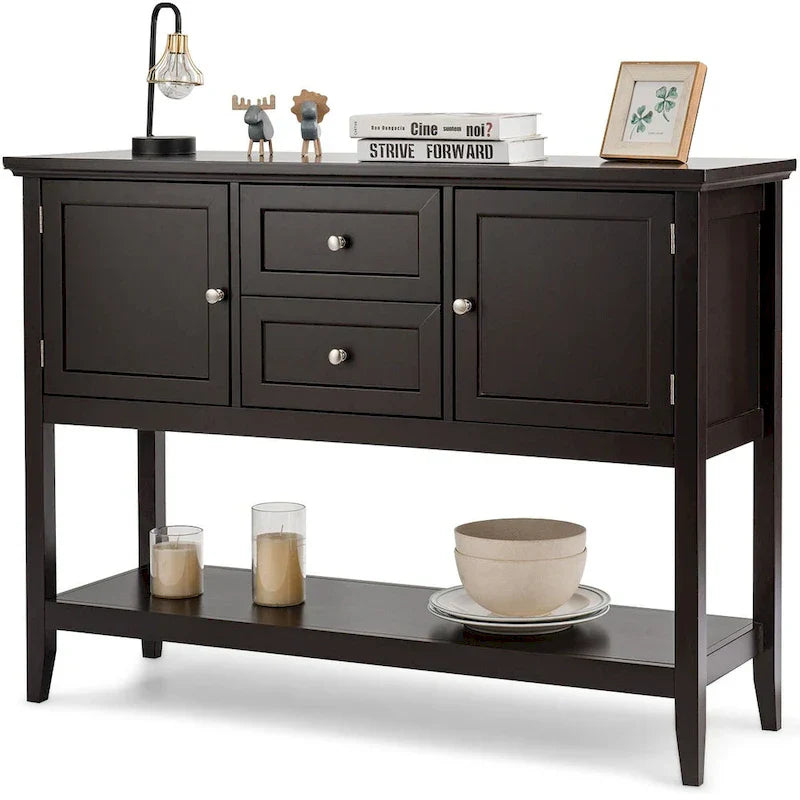 Modern Wooden Sideboard Buffet Cabinet with Drawers & Open Shelf - image 29