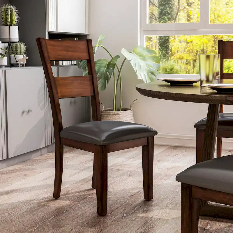 Set of 2 Paur Farmhouse Brown Wooden Dining Chairs by Furniture of America - image 3