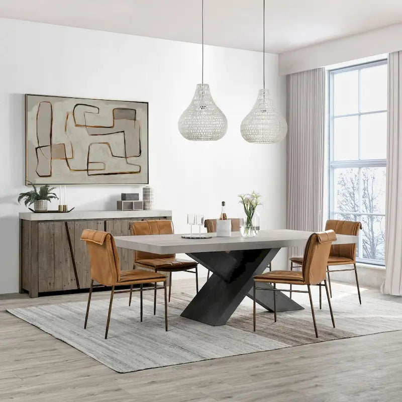 Modern Dining Table with Concrete Top and X Shape Base - image 10