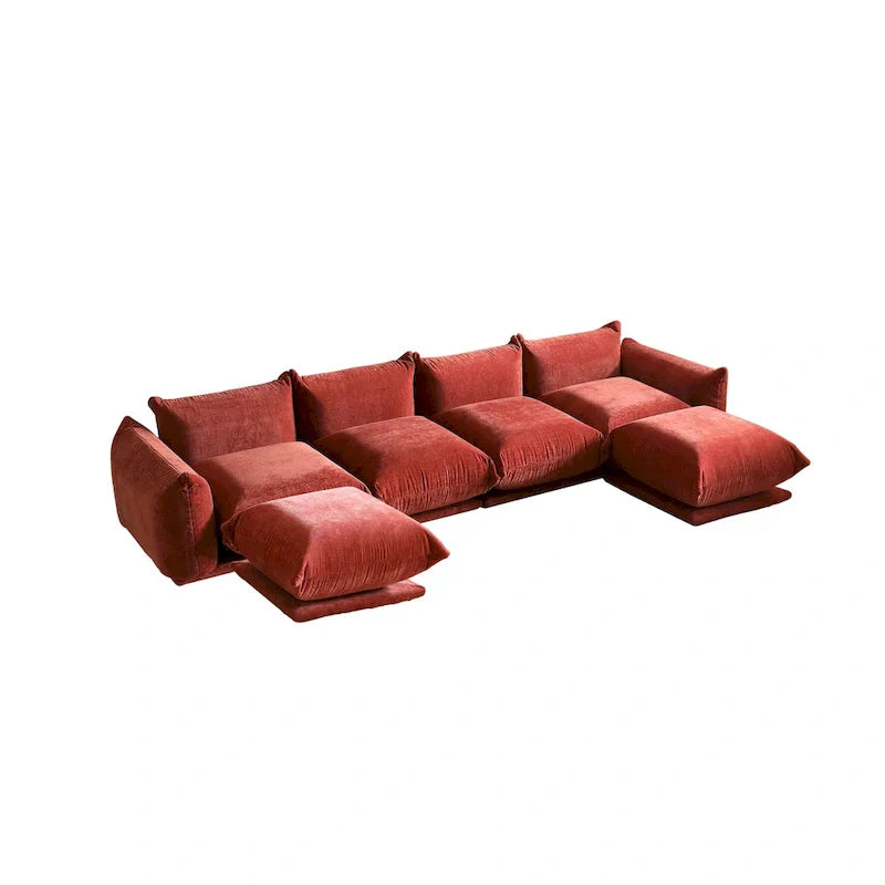 U-Shaped Chenille Fabric Sectional Sofa for 4 with 2 Matching Ottomans - image 17