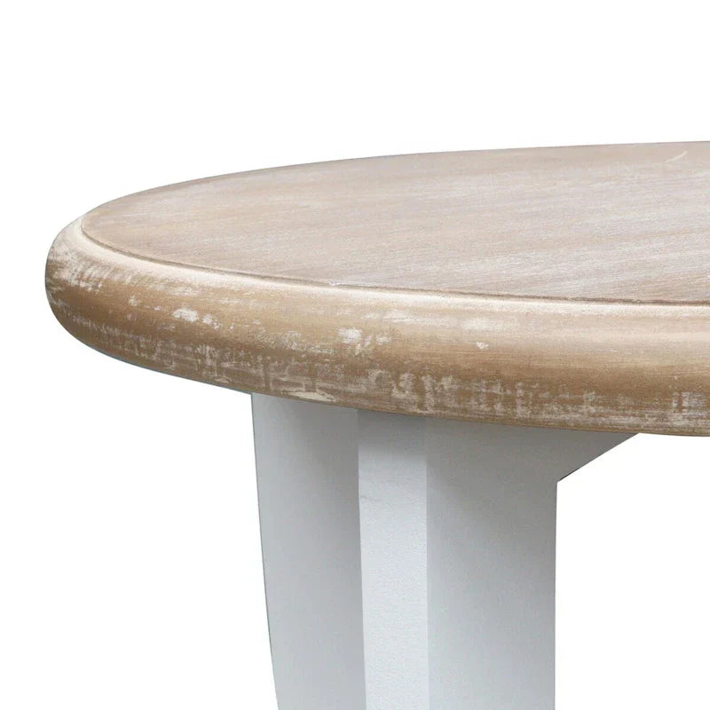 Two-Tiered Round Wooden Side Table in White and Brown - image 3