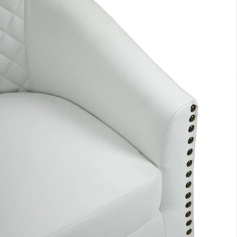 Ethan Barrel Accent Chair in PU Leather with Nailhead Detailing - image 33
