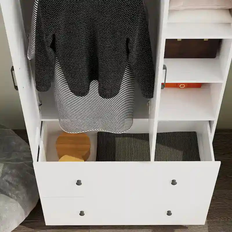 Modern Wardrobe Armoire with Mirror Door Drawers and Shelves - image 43