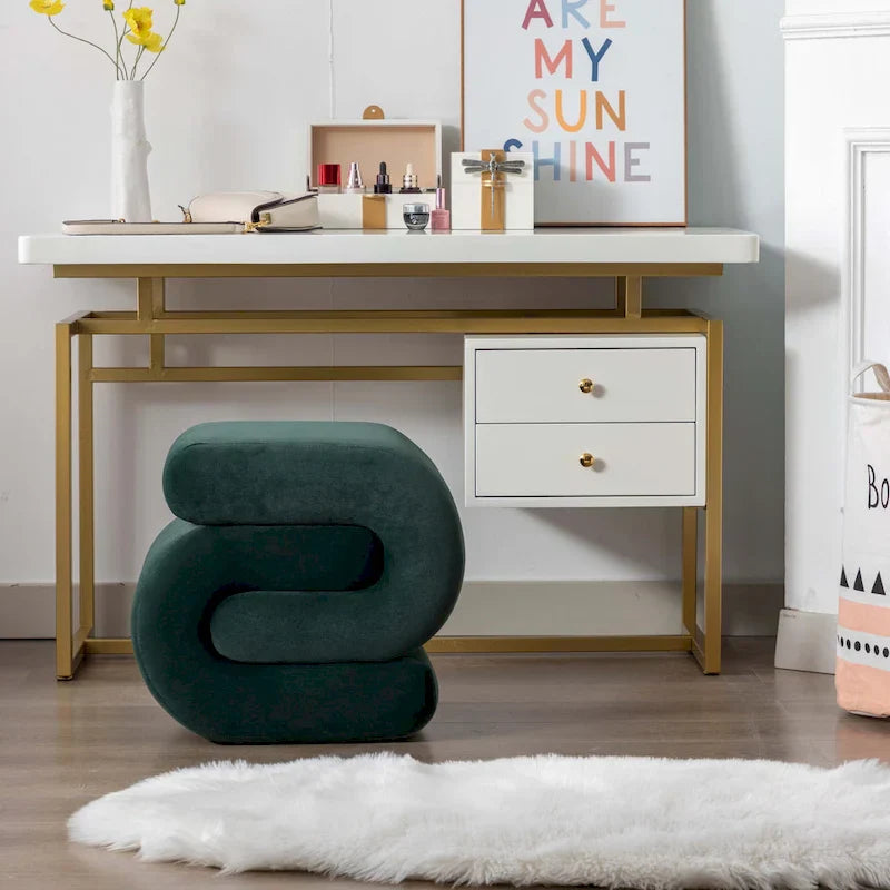 Contemporary S-Shape Ottoman Makeup Stool and Footrest for Living Room and Bedroom - image 12