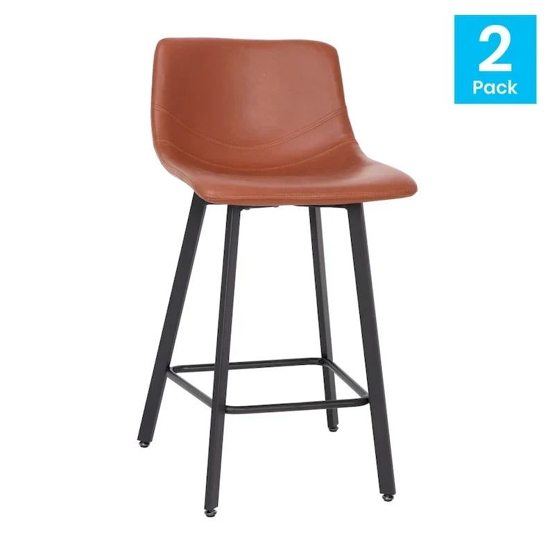 Pair of Armless Upholstered Metal Counter Stools - image 32