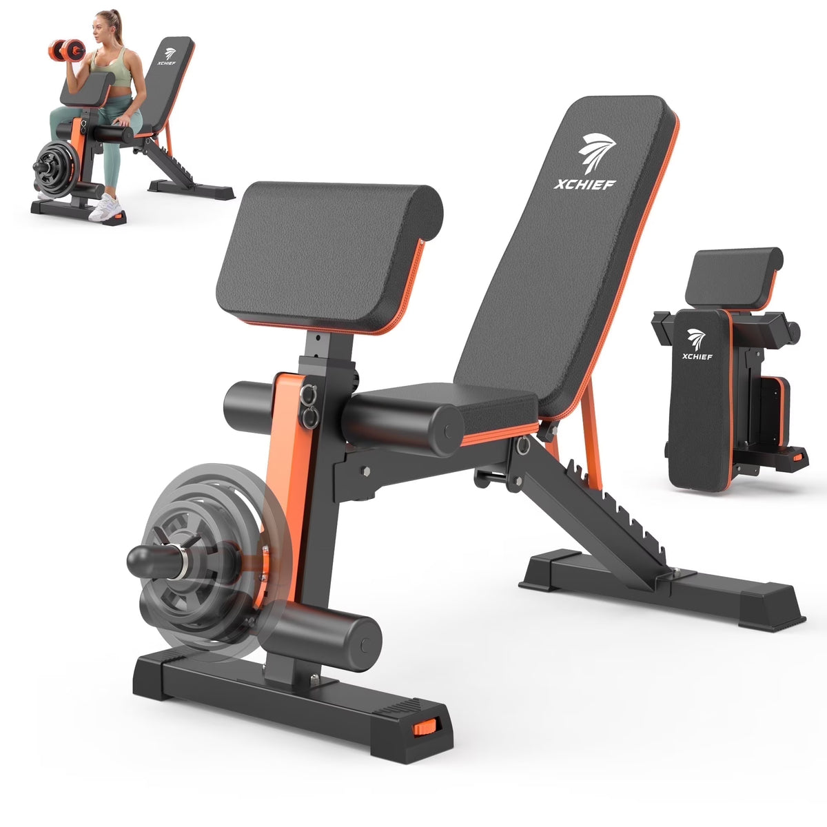 XCHIEF Adjustable Weight Bench - 1000 lbs Heavy Duty Foldable Workout Benchs Press with Leg Extension & Preacher Pad, Flat/Incline/Decline for Home Gym - image 1