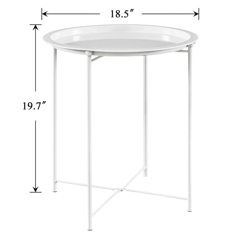 Javlergo Set of 2 Folding Round Steel TV Tray Tables - Compact Side Tables, No Assembly Needed - Dimensions: 18.5 x 18.5 x 19.7 in - image 30