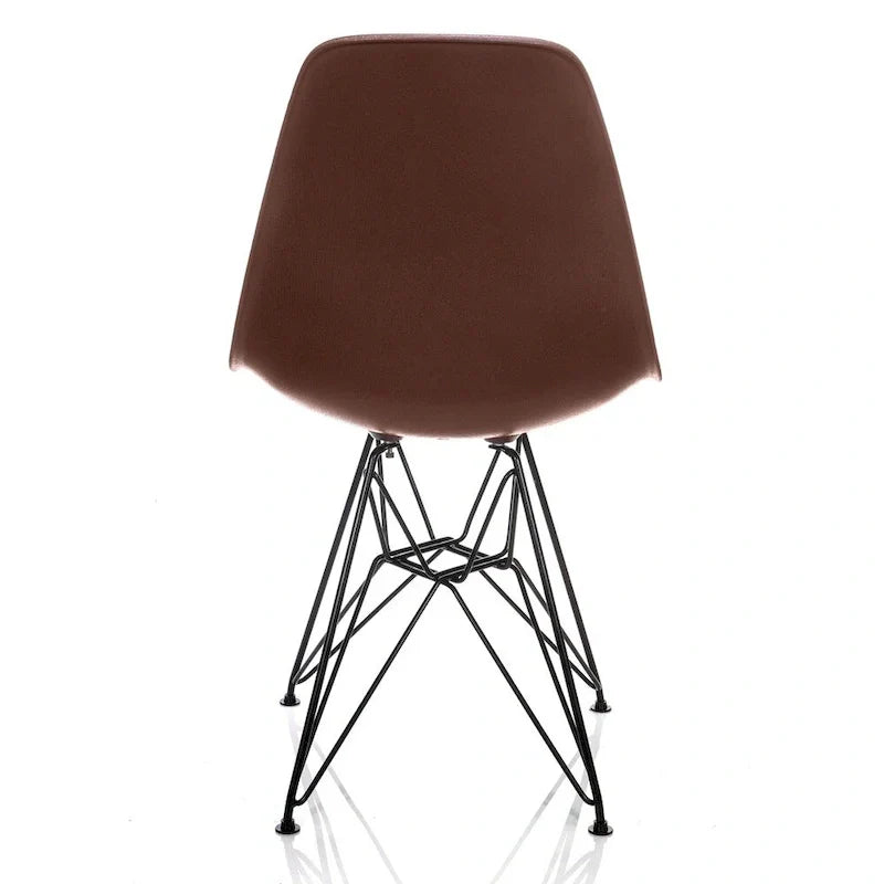 Mid-Century Modern DSR Dining Accent Side Chair with Brown Wood Grain Finish and Black Eiffel Steel Legs - Nature Series - image 4