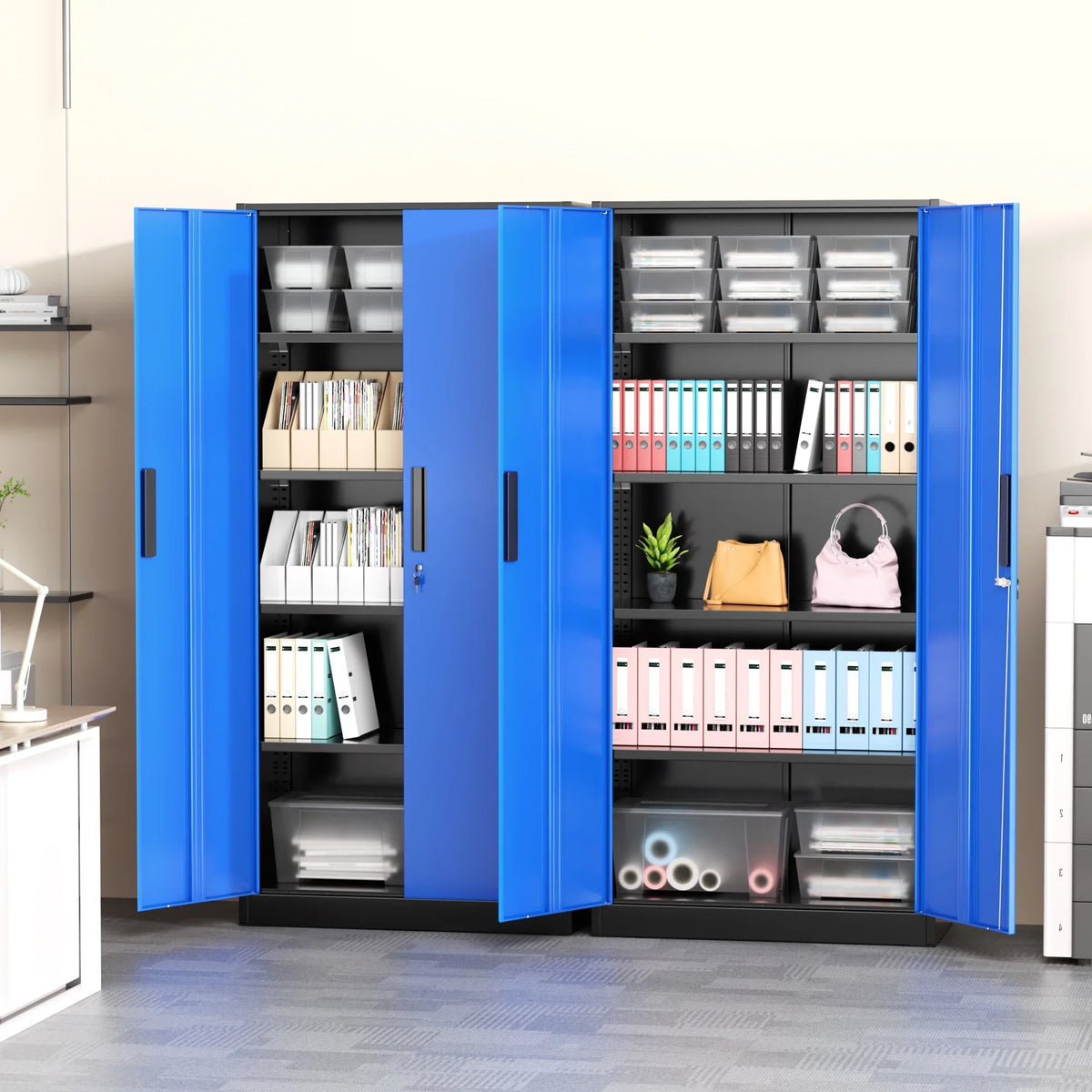 SOLAURA 71" Metal Garage Storage Cabinet with Locking Doors and Adjustable Shelves for Home, Office(Black) - image 47