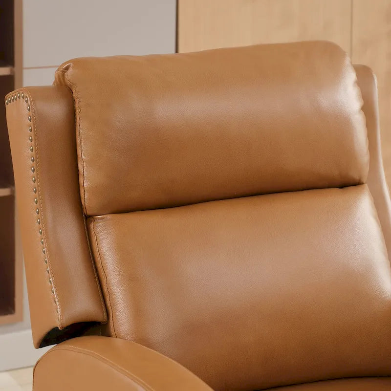 Authentic Leather Pushback Recliner with Adjustable Seat Back and Sturdy Wooden Legs - image 12