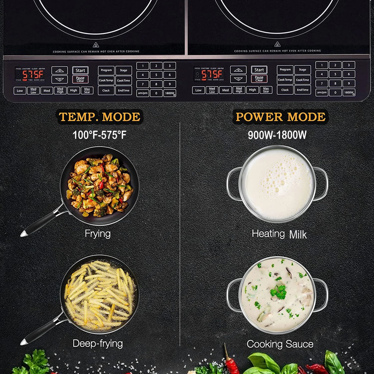 NuWave Electric Double Induction Cooktop 8- Portable Ultrathin with Sensor Touch Precision Induction Cooktop Burner, Home - image 4