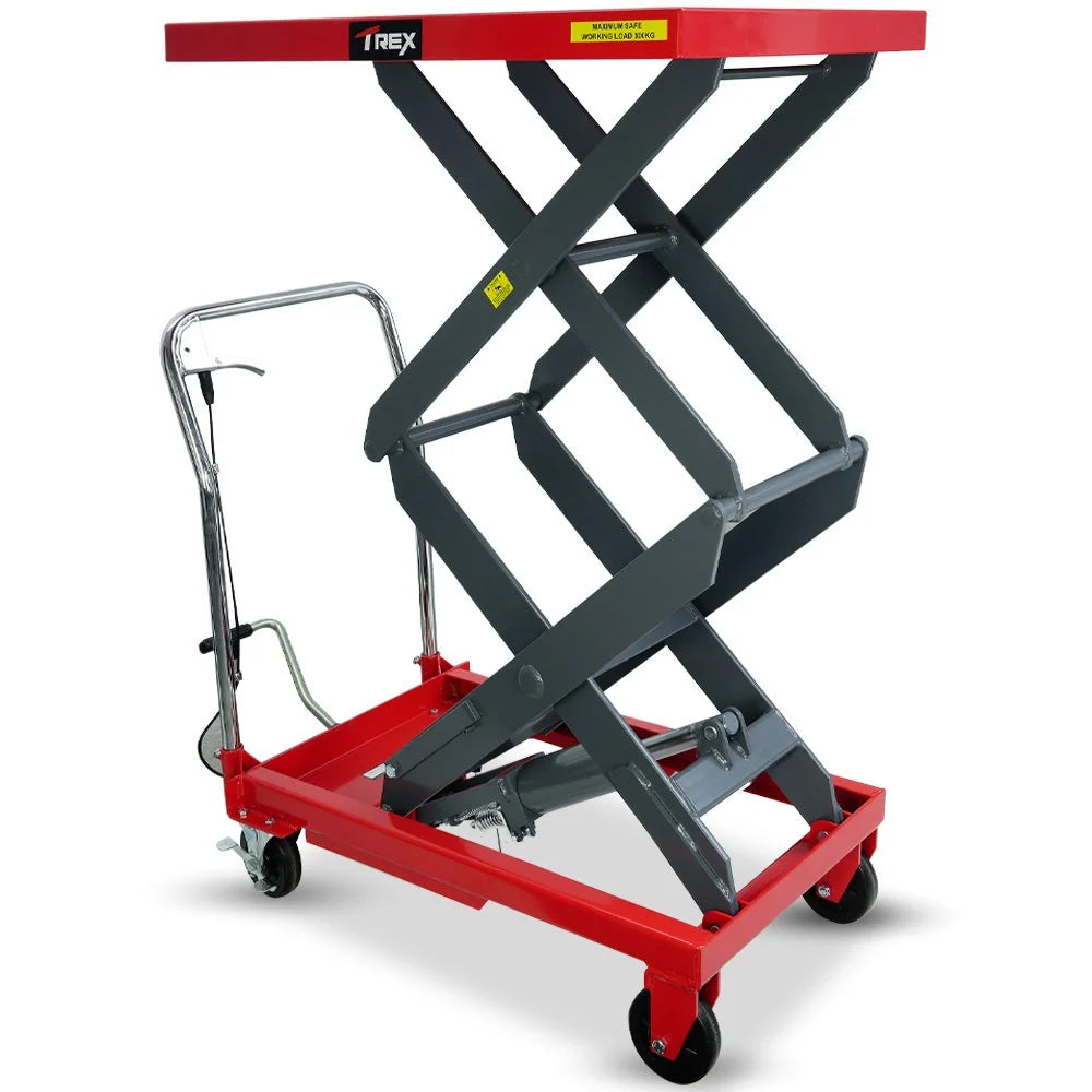 T-REX 300KG Hydraulic High Lift Double Scissor Trolley, 1.3M Max Platform Hgt, Heavy-Duty, for Material Handling - image 1