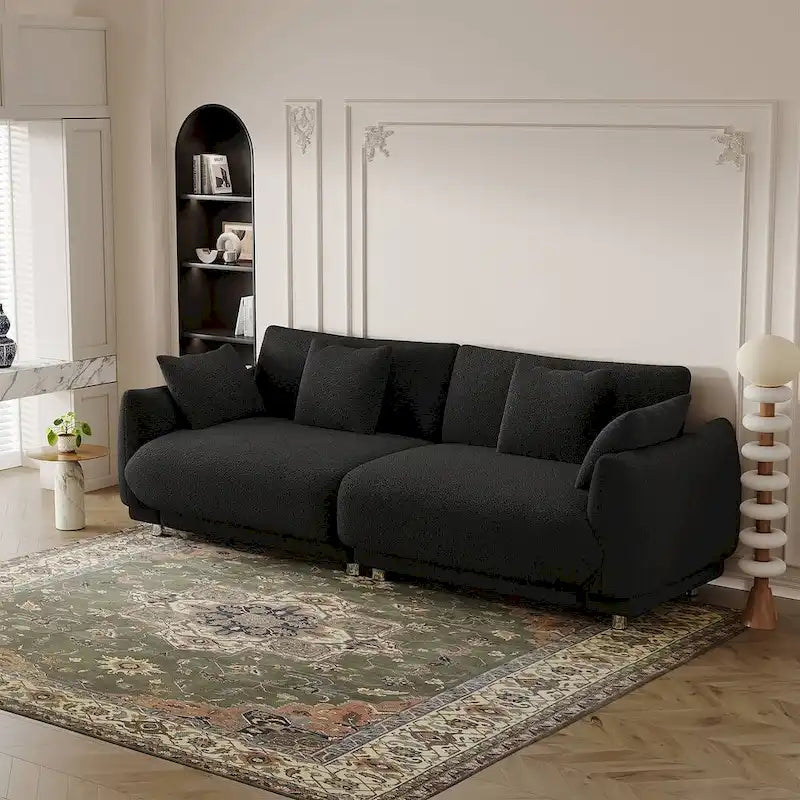 86.6" Contemporary Teddy Velvet Triple Sofa with 4 Cushions and Metal Legs - image 14