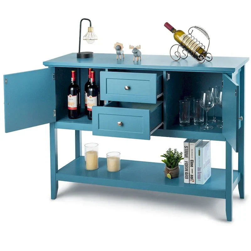 Modern Wooden Sideboard Buffet Cabinet with Drawers & Open Shelf - image 26