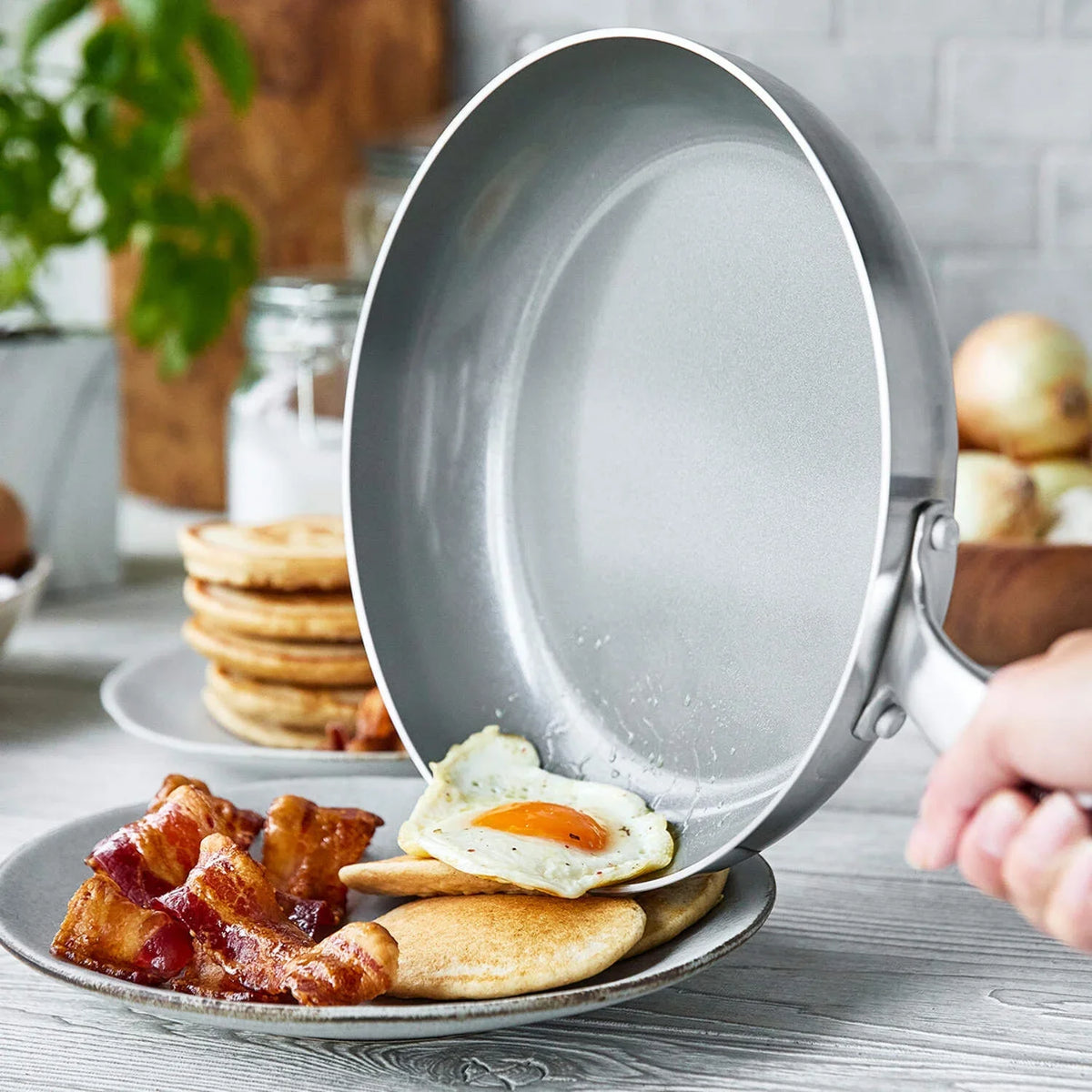 GreenPan Chatham Tri-Ply Stainless Steel Healthy Ceramic Nonstick Induction Suitable, 2 Piece Frypan Set, 8" and 10", Silver - image 6