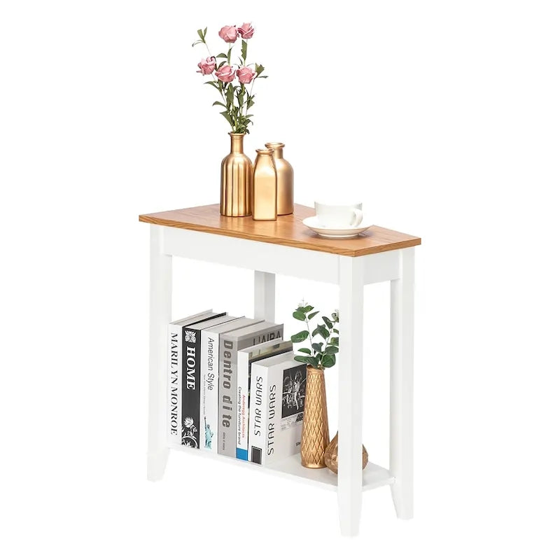 White MDF 24-Inch Wide 2-Tier Narrow Nightstand and Sofa Table - image 8