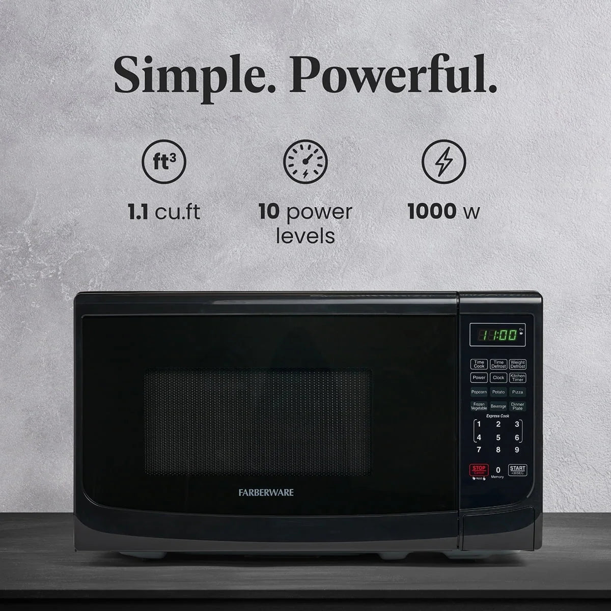 Farberware Countertop Microwave Oven with LED Lighting & Child Lock, 0.7 Cu Ft Black - image 2