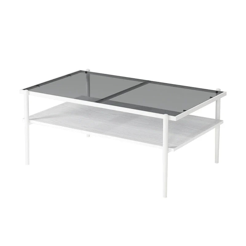 Modern Rectangular Coffee Table with Tempered Glass Surface for Living Room - image 25