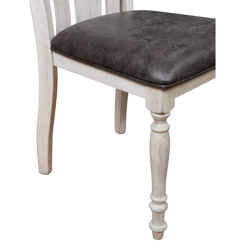 7-Piece Round Dining Set – Traditional Two-Tone Pedestal Table with 6 Chairs - image 10