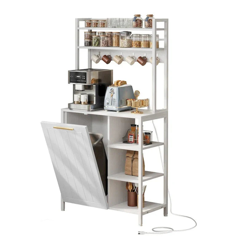 Moasis 6-Tier Kitchen Baker's Rack with Storage Shelves and Trash Can Cabinet Organizer - image 4