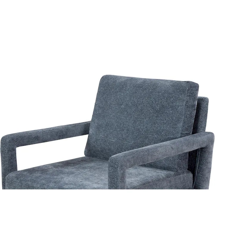 Soft Cushion Blue Chenille Upholstered Armchair - 25.98" Height - image 8