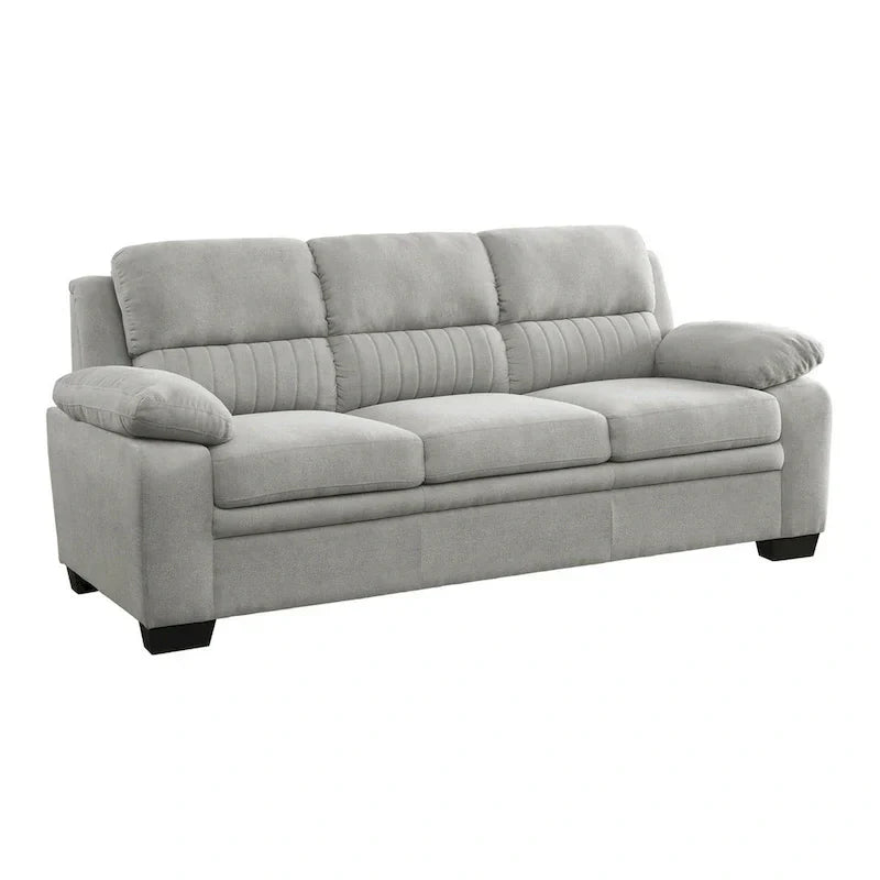 80-Inch Hugh Sofa - Gray Polyester Upholstery, Soft Foam Cushions, Sturdy Solid Wood Frame - image 2