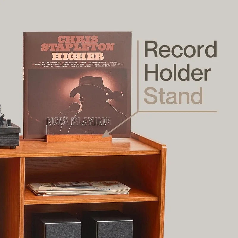 Vinyl Record Player Stand with Built-in Charging Station - Dimensions: 31D x 26W x 15H - image 6