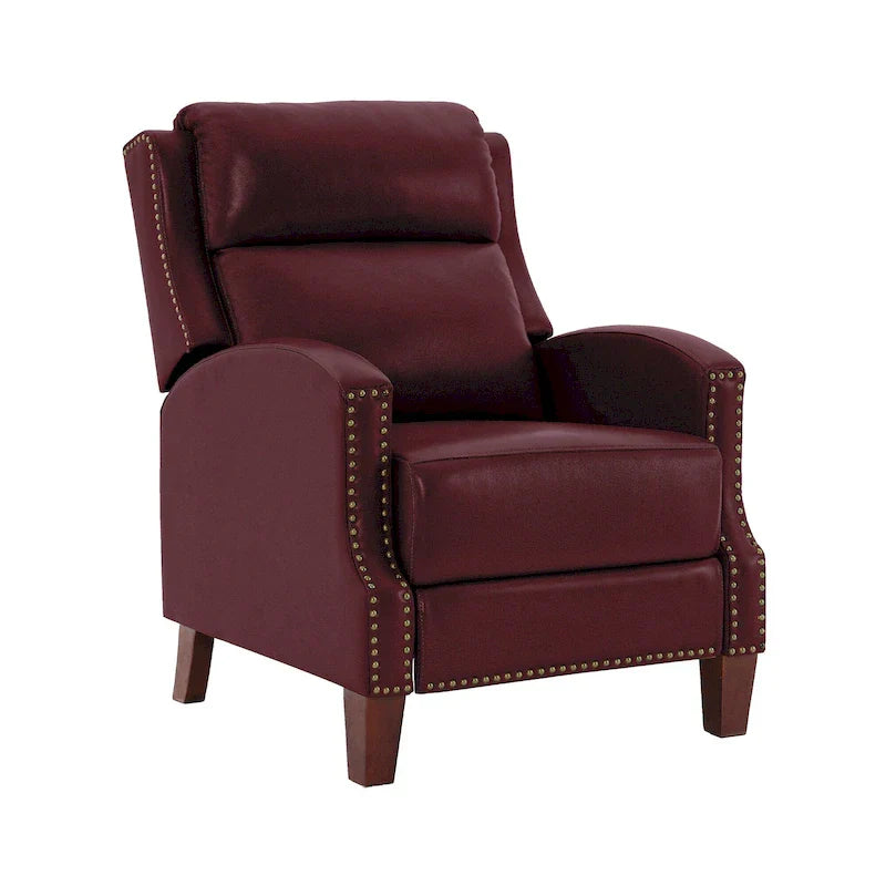 Authentic Leather Pushback Recliner with Adjustable Seat Back and Sturdy Wooden Legs - image 4