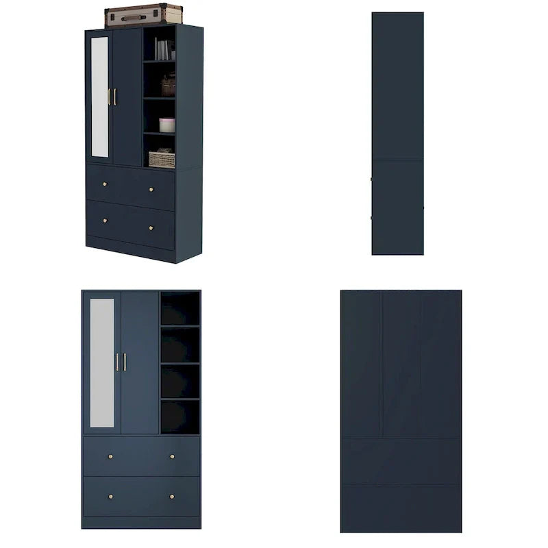 Modern Wardrobe Armoire with Mirror Door Drawers and Shelves - image 34