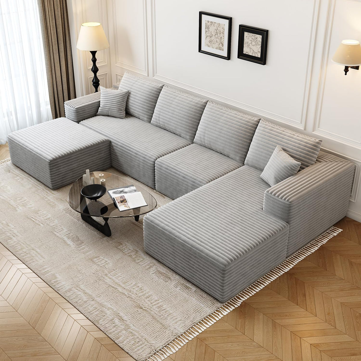 107.5" Cloud Modular Sectional Sofa Couch with L-Shape Chaise,Modern Minimalist Upholstered Couches for Living Room Bedroom,Deep Seat Corner Couch .No Assembly Required (Black,Left Facing Chaise) - image 27