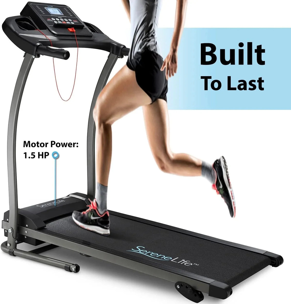 SereneLife Folding Treadmill - Foldable Home Fitness Equipment with LCD for Walking & Running - Cardio Exercise Machine - Preset and Adjustable Programs - Bluetooth Connectivity - image 11