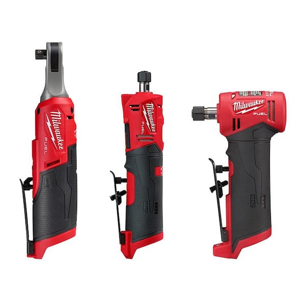 M12 FUEL 12V Lithium-Ion High Speed 3/8 in. Ratchet w/ (1) 1/4 in. Right Angle and (1) 1/4 in. Straight Die Grinder - image 1