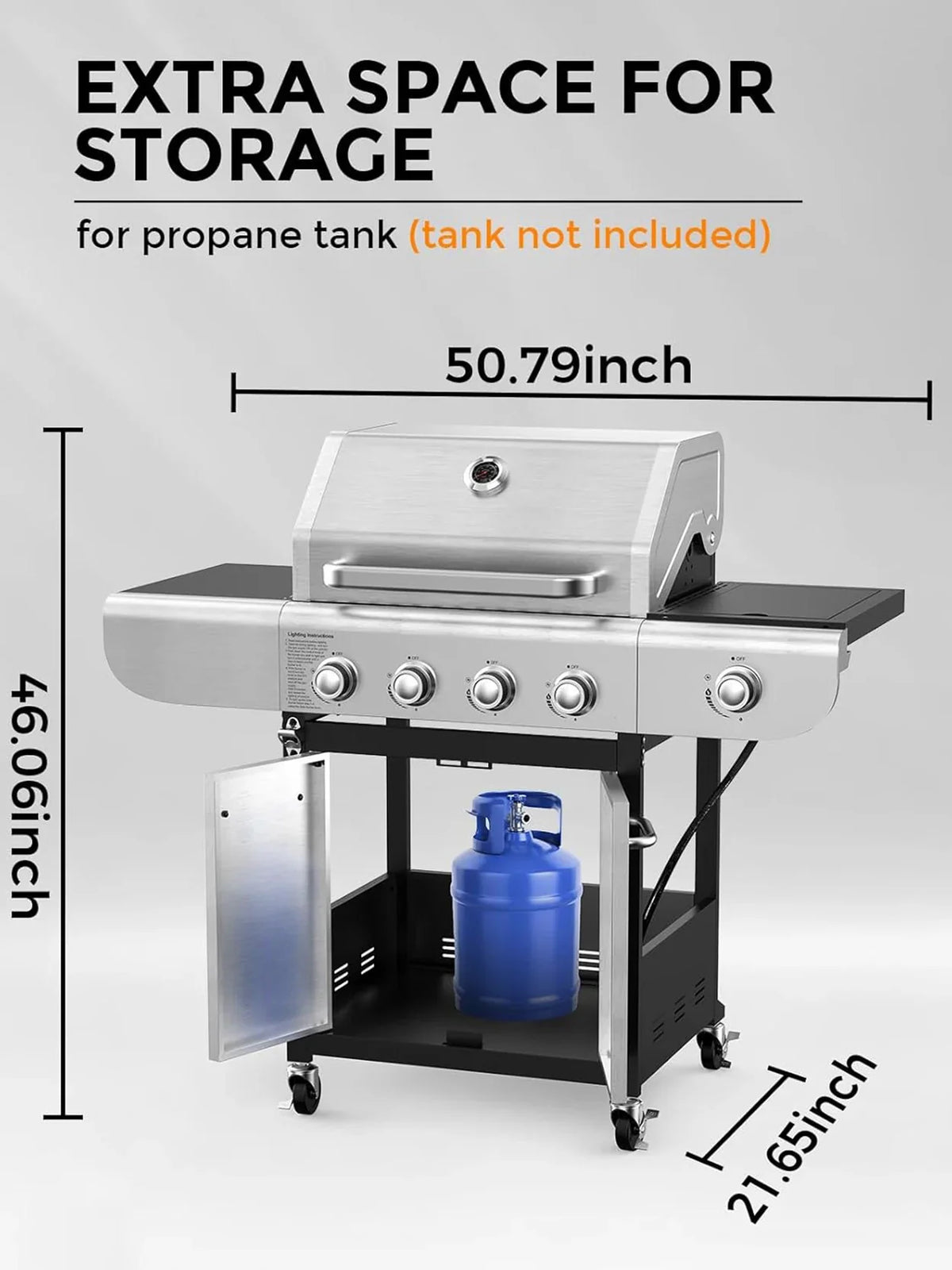 4-Burner BBQ Propane Gas Grill, 44000 BTU - image 8