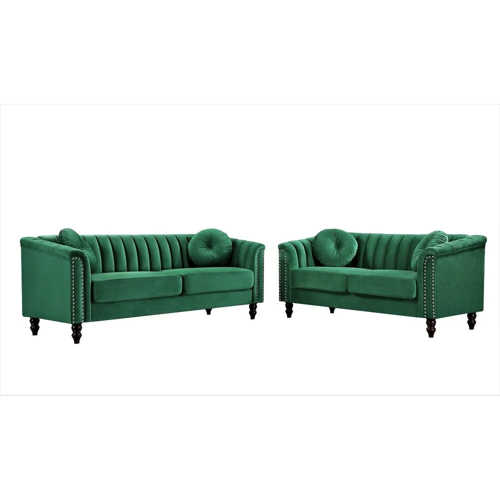 Uspridefurniture Hills Tufted Back 2pcs Living Room Set, Black Velvet - image 17