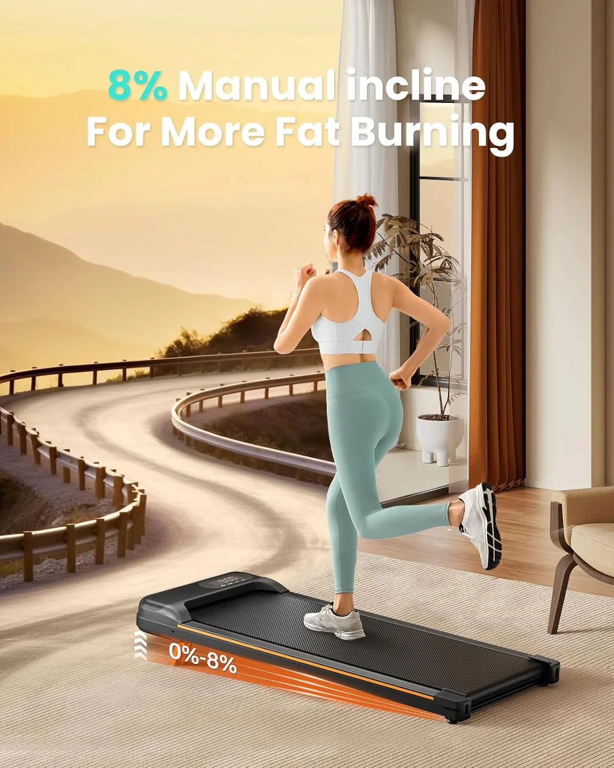Walking Pad, Under Desk Treadmill with Incline for Home Office 2.5HP Portable Walking Treadmill with 280 Lbs Weight Capacity Walking Machine, Remote Control, LED Display - image 9
