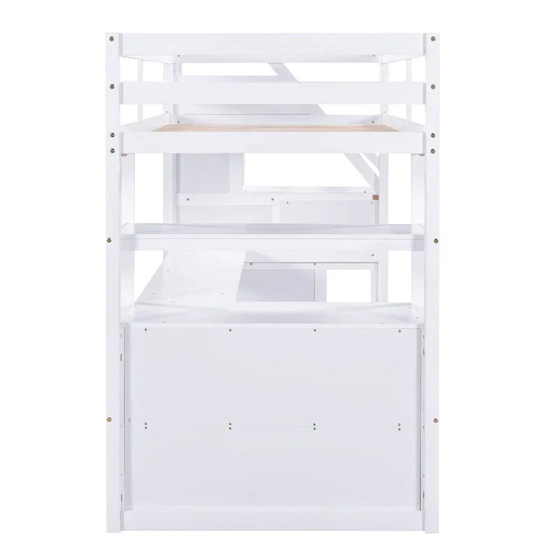 Merax Loft Bed with Integrated Desk and Storage Shelves - image 2