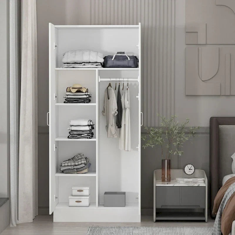 Freestanding 2-Door Bedroom Armoire with Hanging Rod - image 4