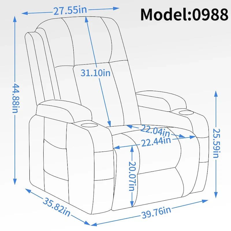 Lazy Boy Power Lift Recliner Chair, Modern Single Motor Massage Sofa Chair with Lumbar Heating, USB Charging Port, Cup Holders - image 8