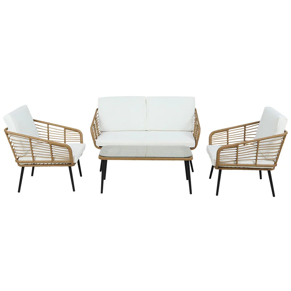 Gardeon 4-Piece Outdoor Sofa Set Rattan Lounge Setting Table Chairs - image 3