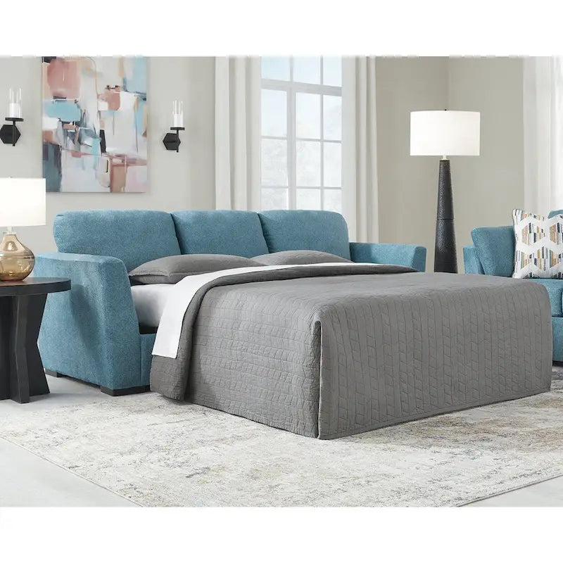 Signature Design by Ashley Keerwick Teal Queen Sofa Bed - Dimensions: 94" W x 41" D x 39" H - image 1