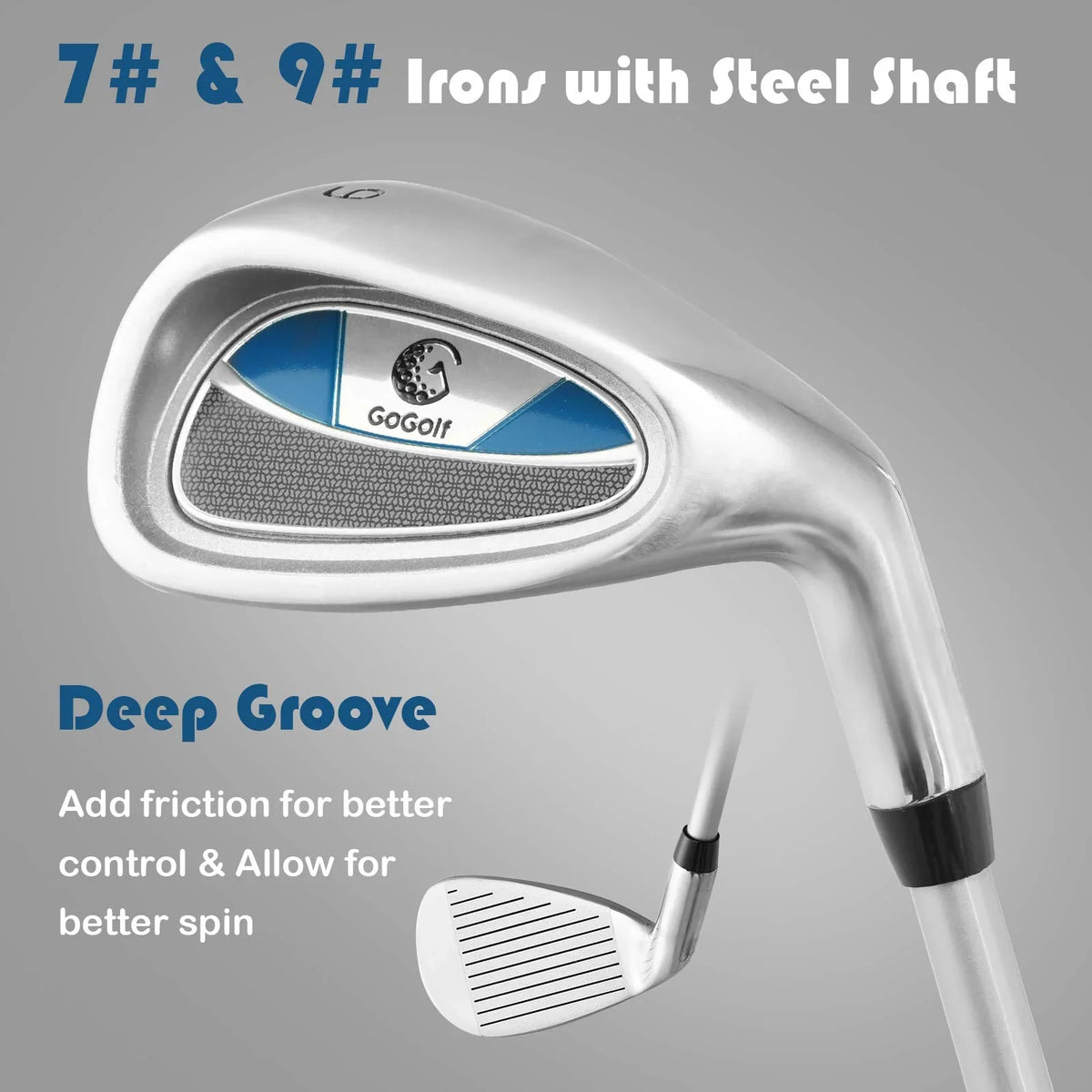 Junior Complete Golf Club Set for Age 8 to 13, Includes 3# Fairway Wood, 7# & 9# Irons, Putter - image 10